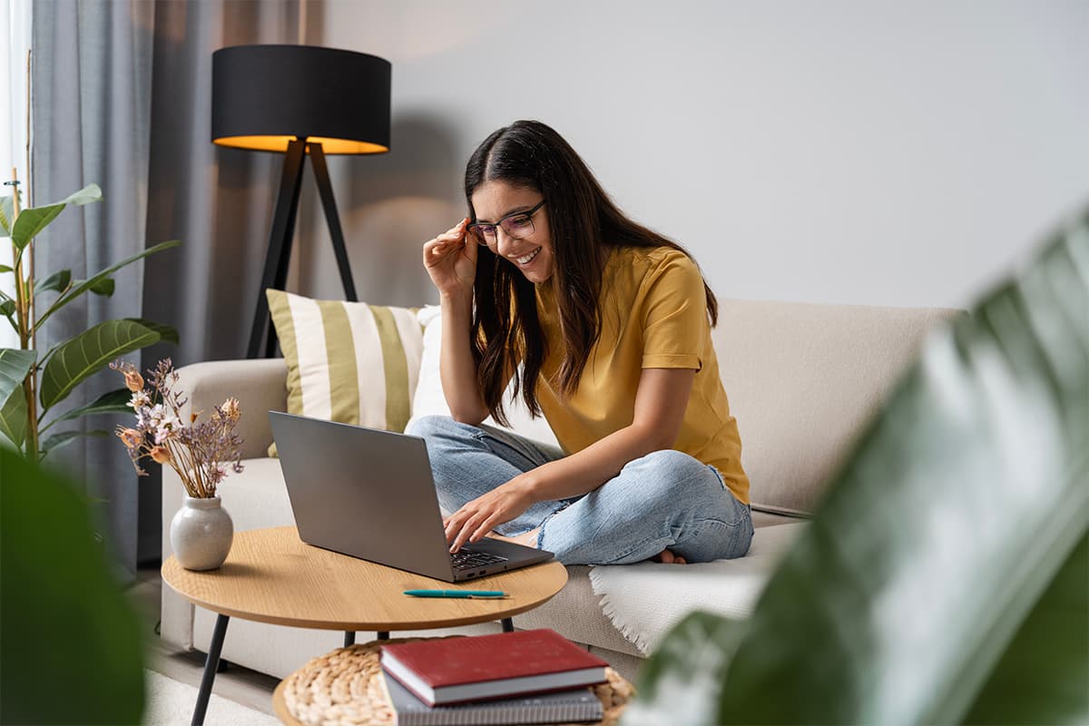 Woman using computer for virtual doctor appointment